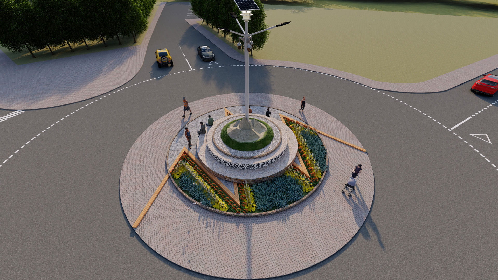 Mountainous valley street view