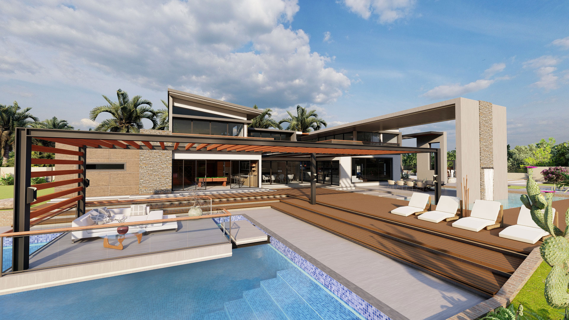 Two-storey house entertainment area